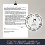 Affidavit of No Assets - Insured Only