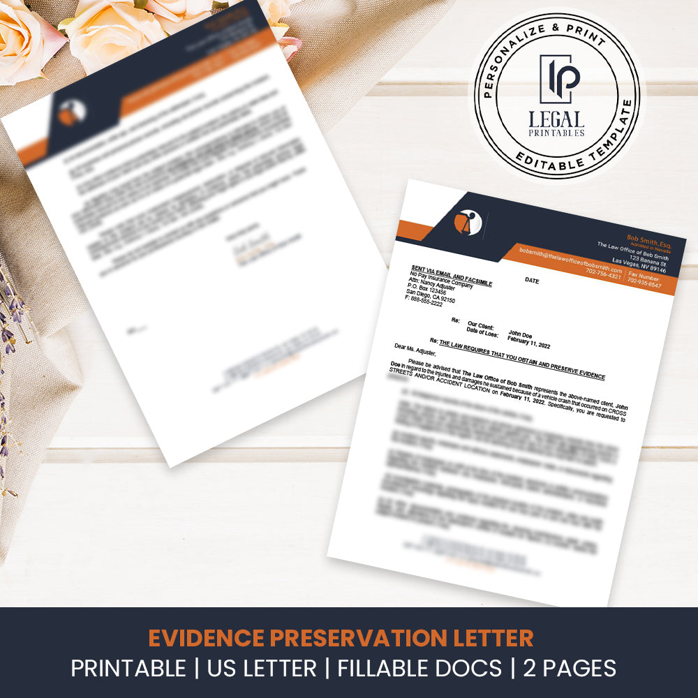 Evidence Preservation Letter Legal Printables