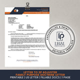 Letter to 3P Adjuster - Family Purpose Doctrine Letter